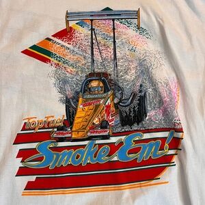 Vintage 90’s Miller High Life Racing Tshirt XL Drag White Screen Stars